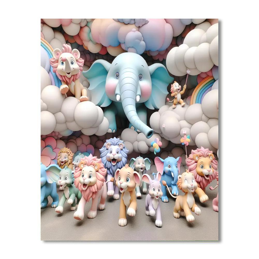 Pastel Animal Parade Numbered Painting Kits