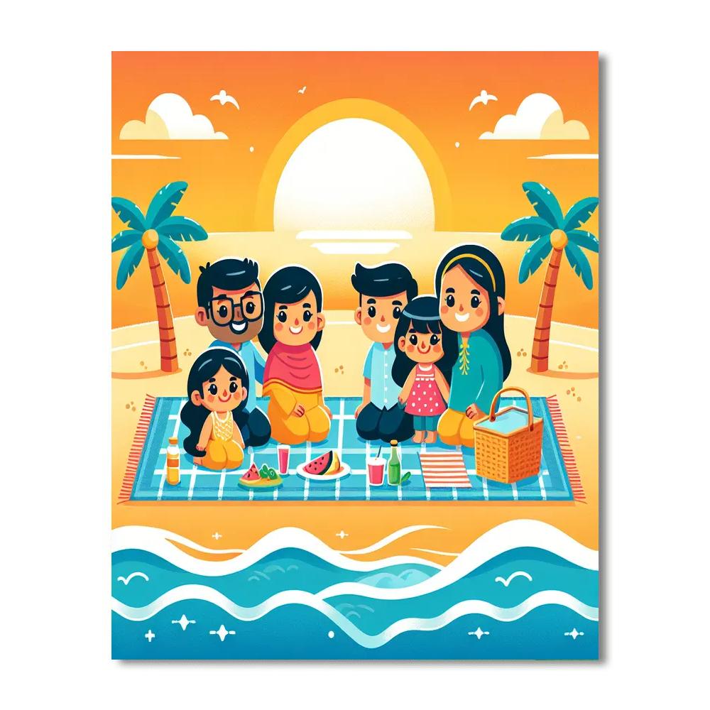 Sunset Beach Picnic Paint By Numbers