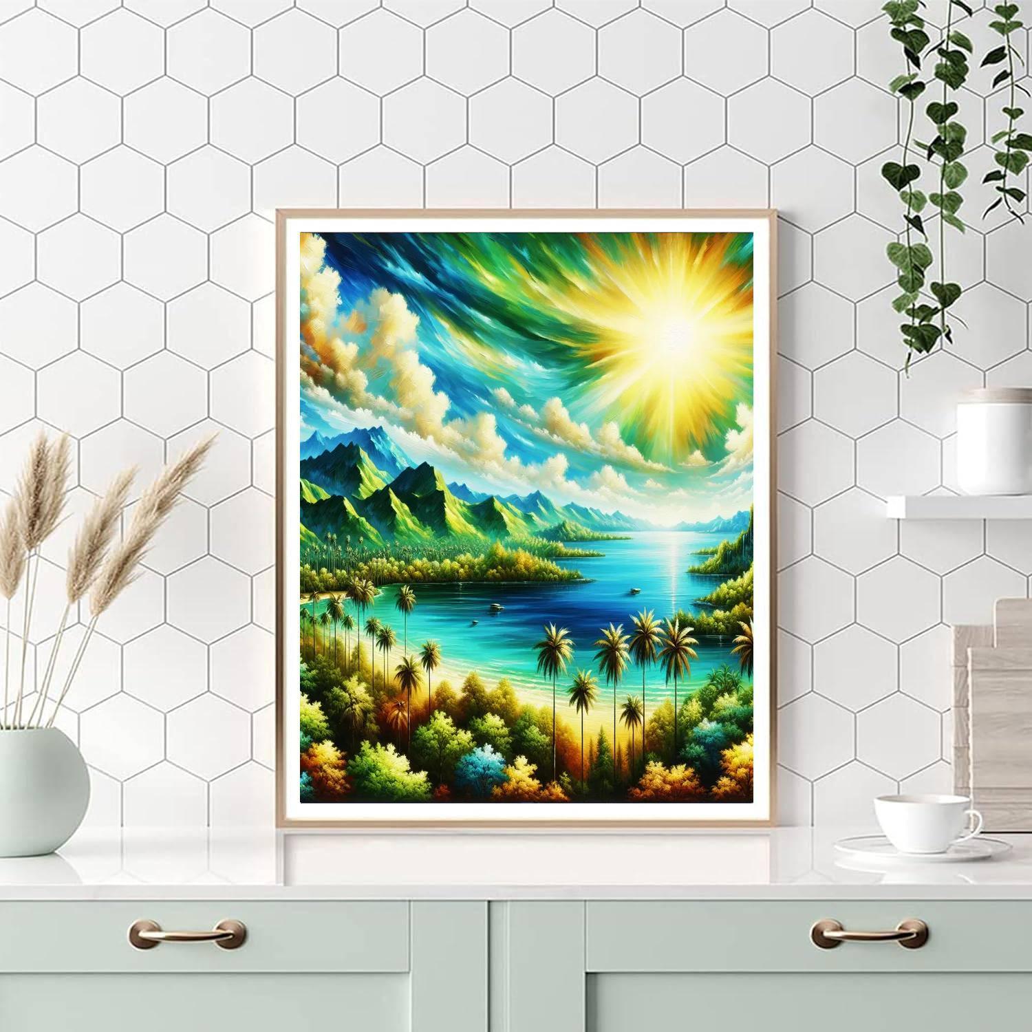 Radiant Tropical Landscape Numbered Painting Kits