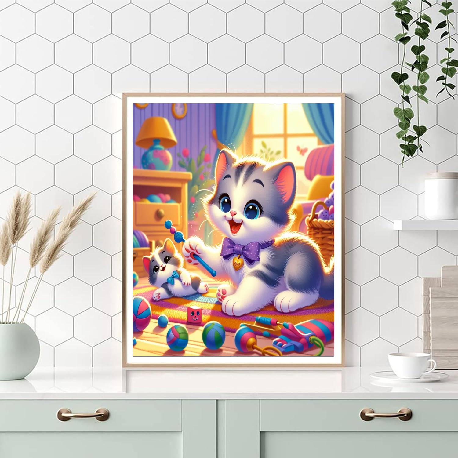 Curious Kitten's Playground Numbered Painting Kits
