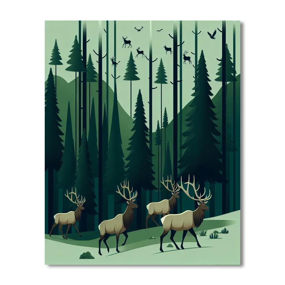 Enchanted Elk Escape Painting By Numbers Kit