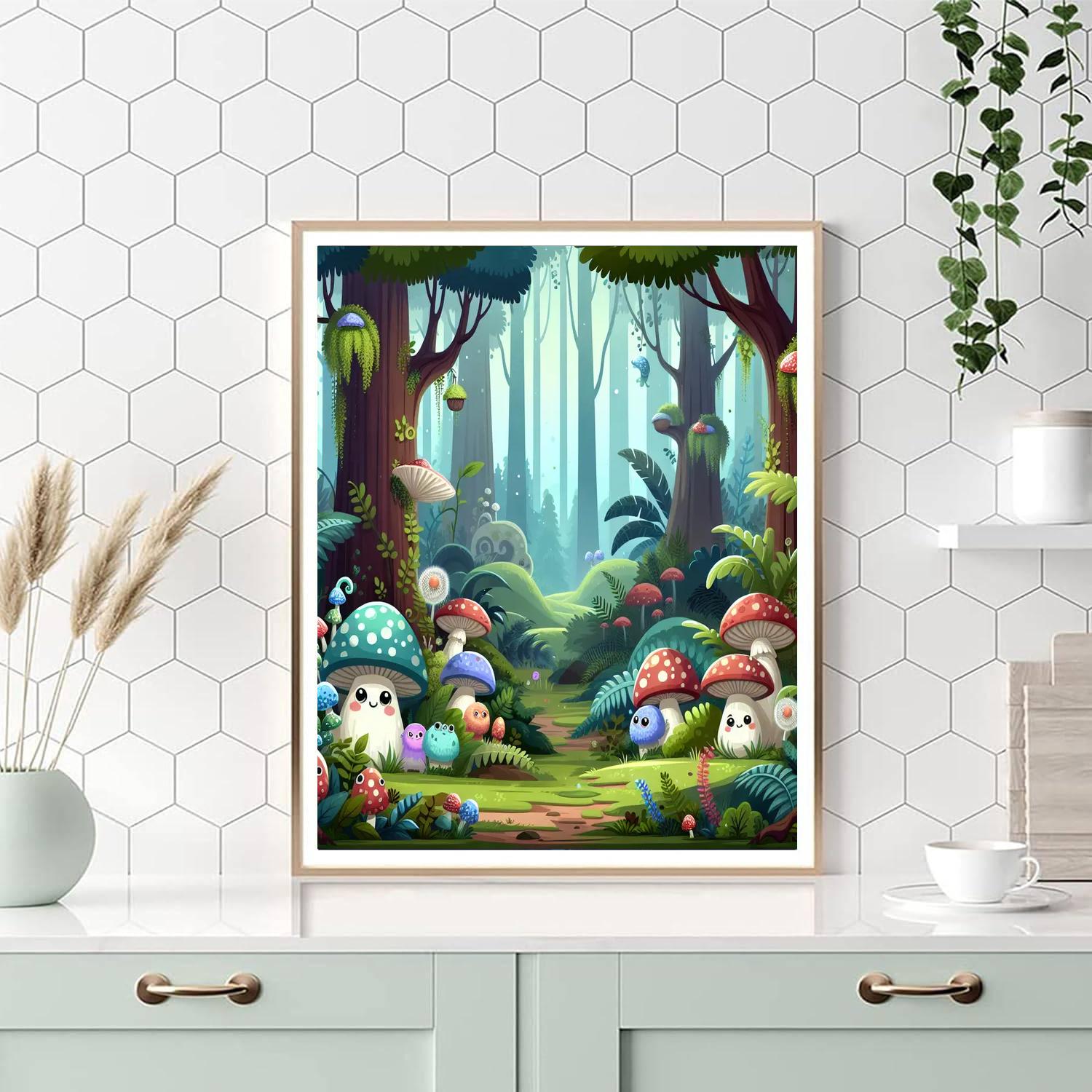 Mystical Mushroom Quest Number Painting