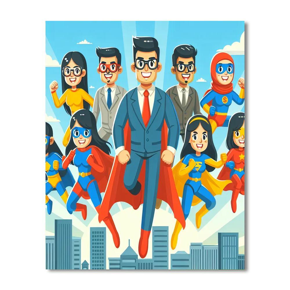 Superhero Team Adventure Paint By Numbers
