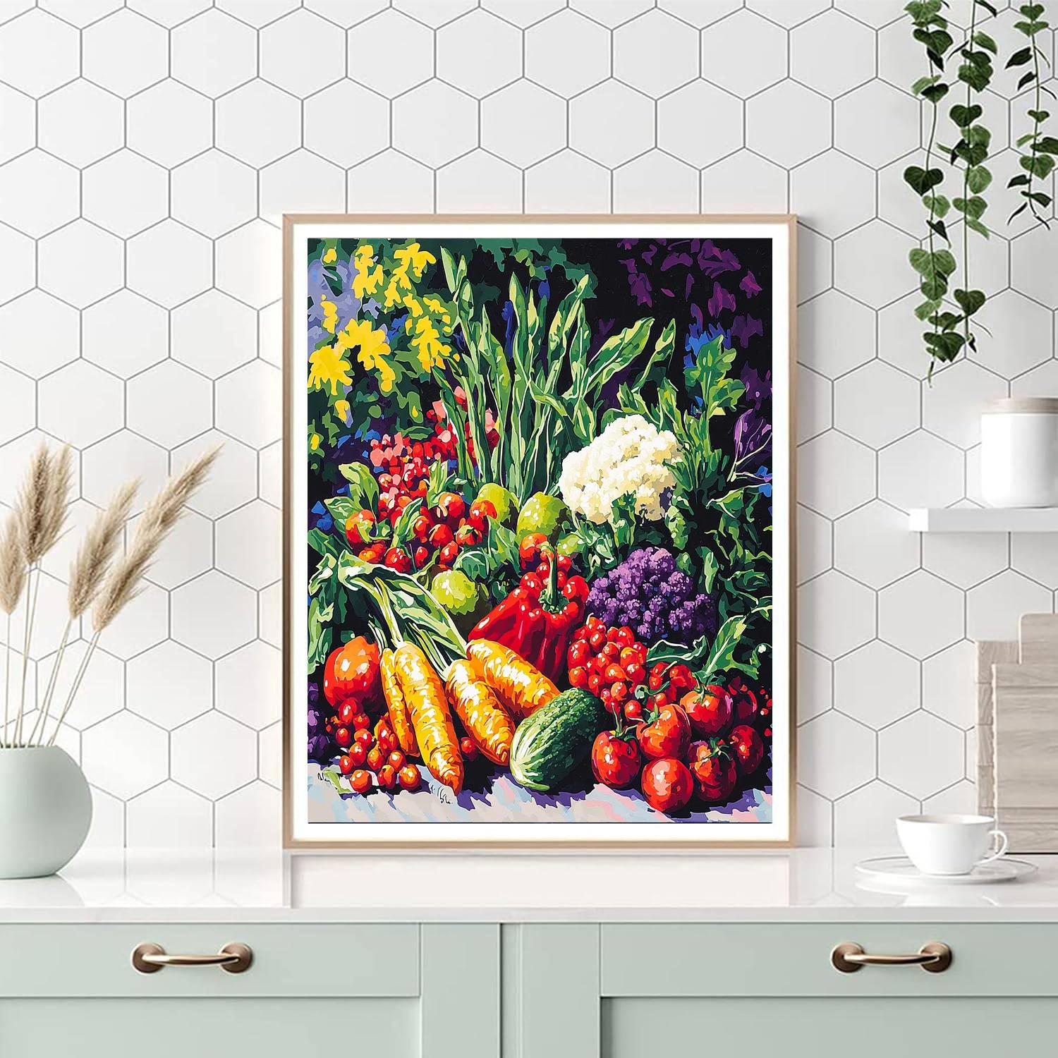 Gauguin Inspired Vibrant Vegetable Medley  Number Painting