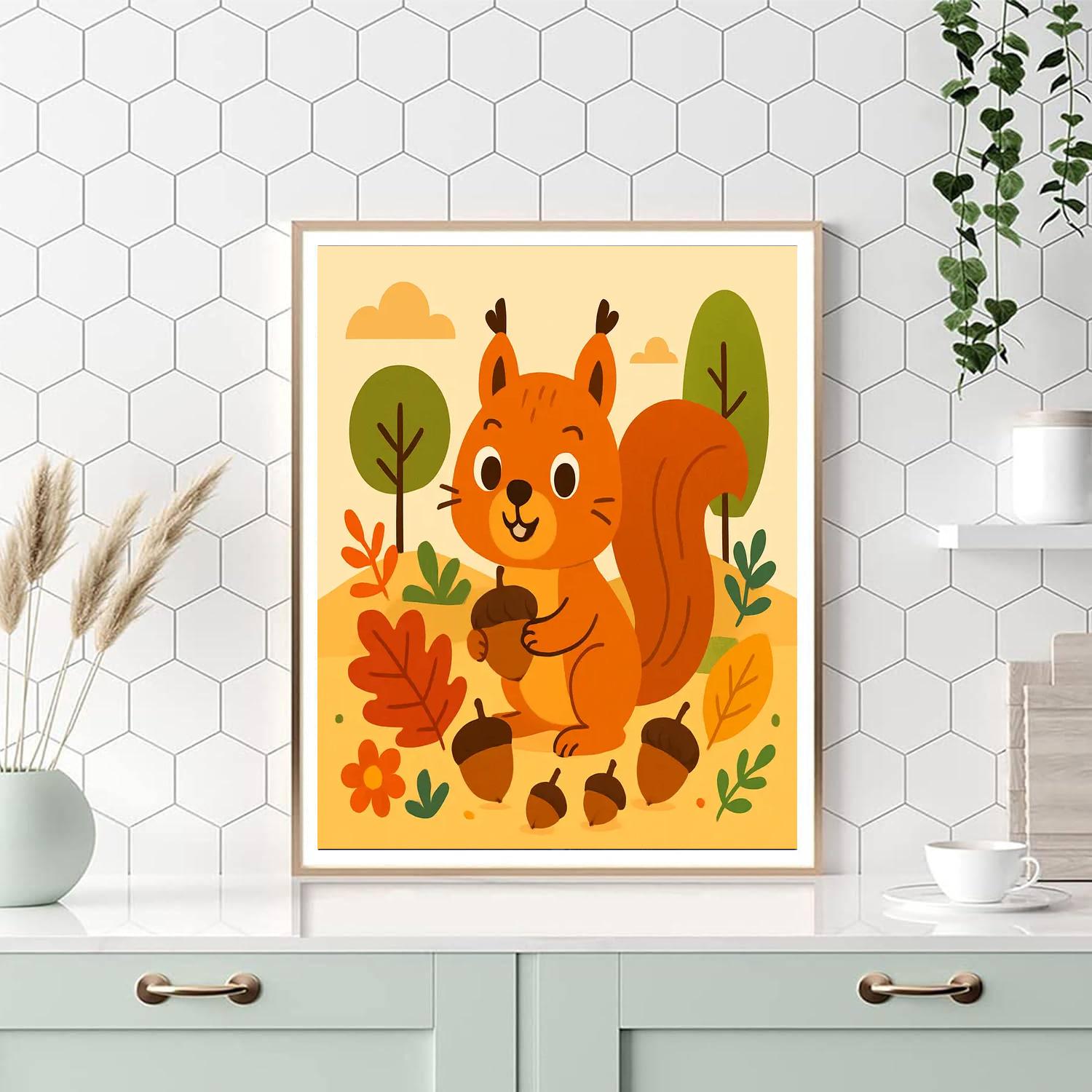 Cute Crafty Squirrel DIY Paint By Numbers