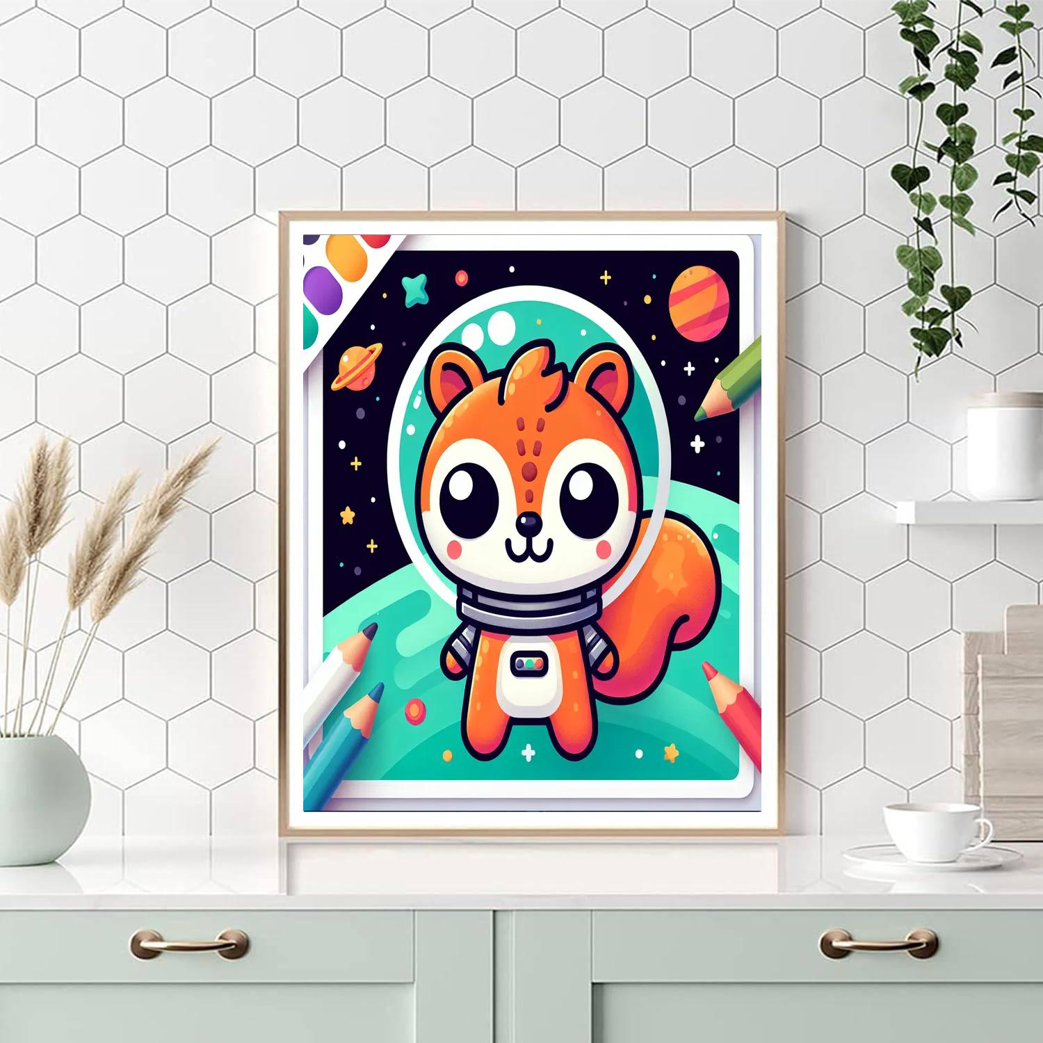 Space Explorer Squirrel Number Painting