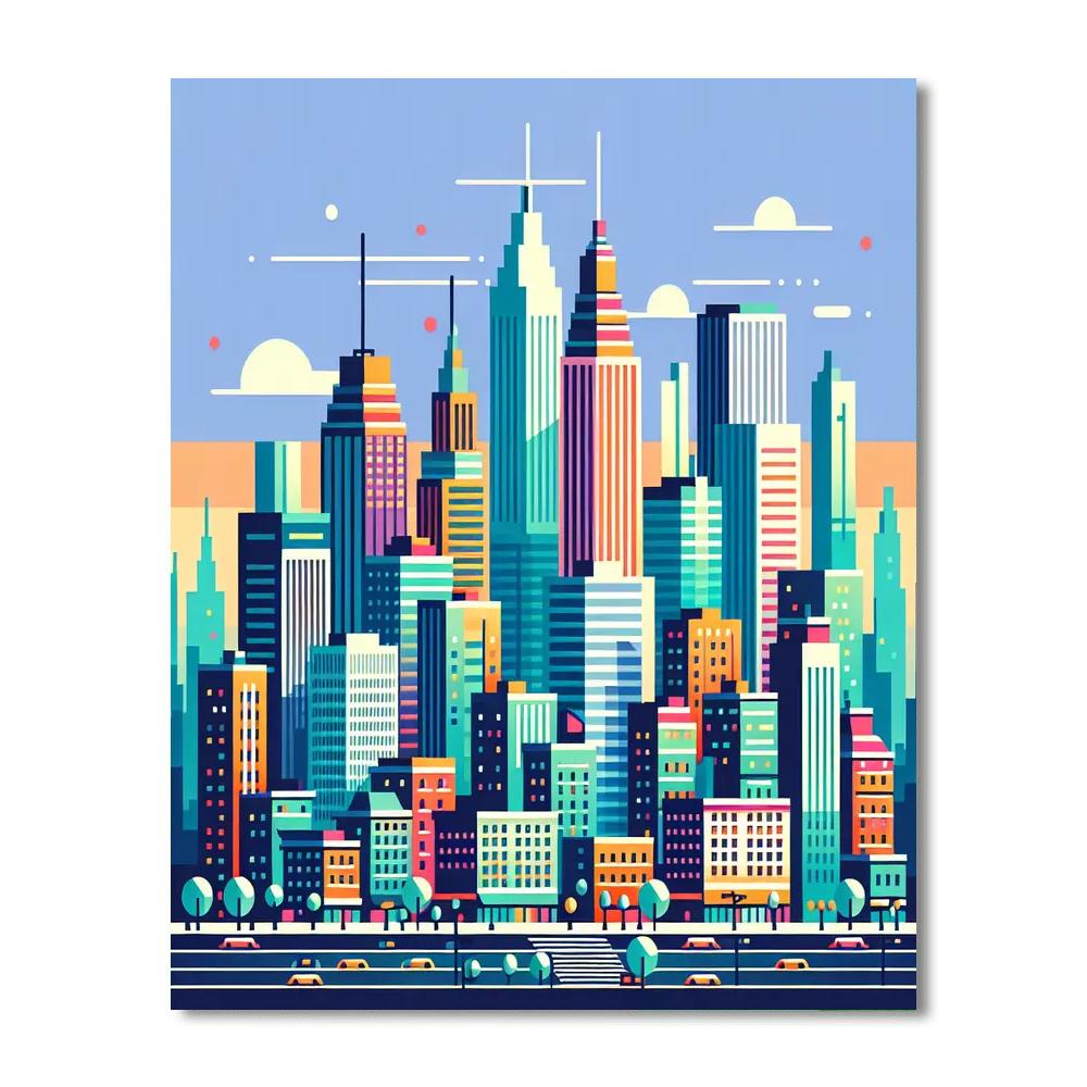 City Skyline Extravaganza DIY Paint By Numbers