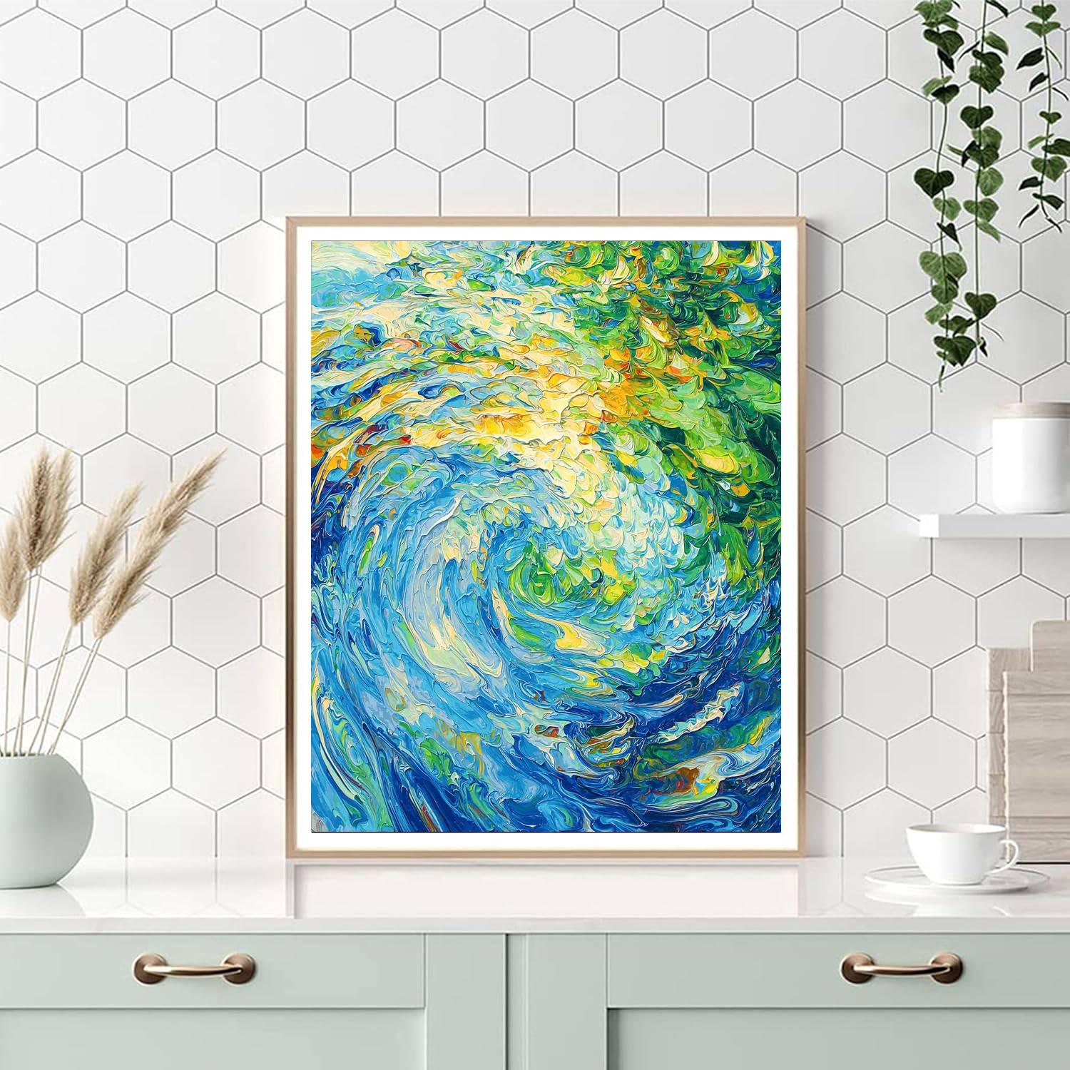 Georges Seurat Inspired Colorful Currents  Paint By Numbers Art