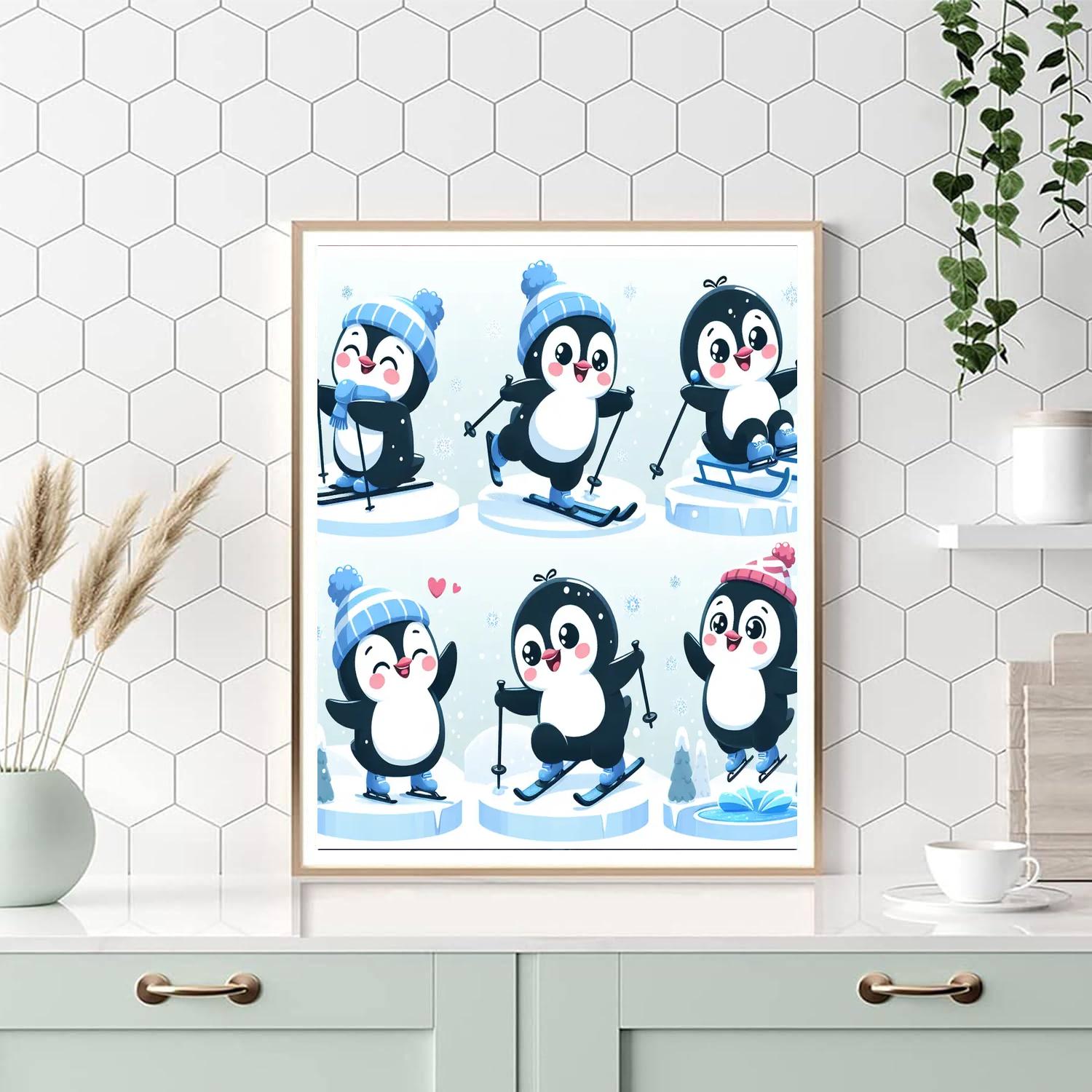 Penguin Winter Olympics DIY Paint By Numbers