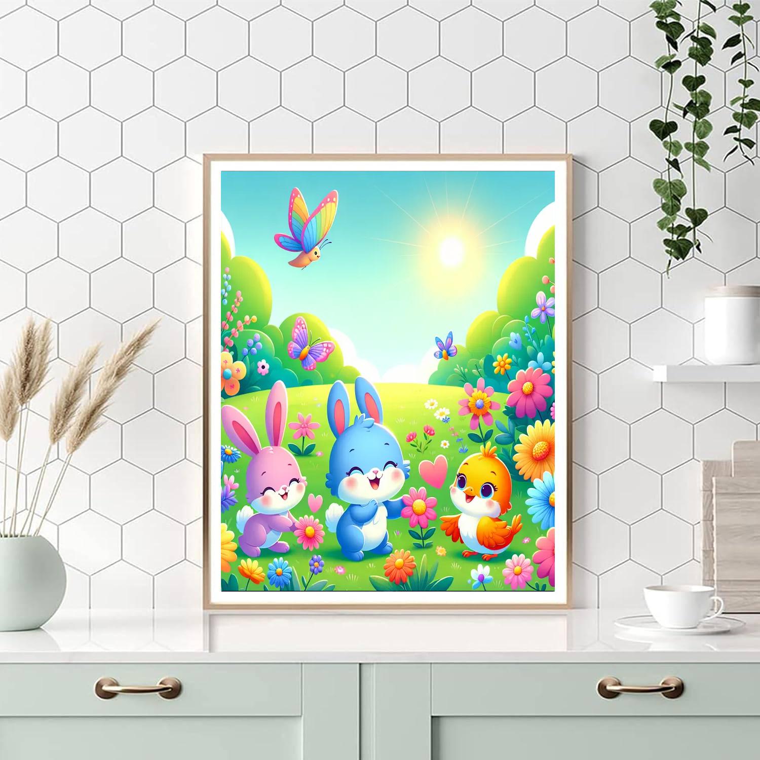 Charming Animal Garden Painting By Numbers Kit