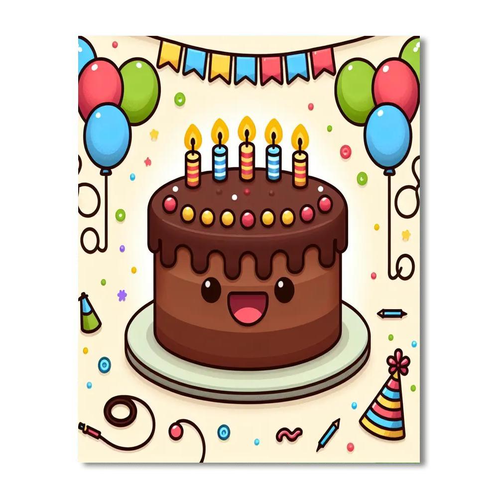 Cheerful Chocolate Cake Number Painting