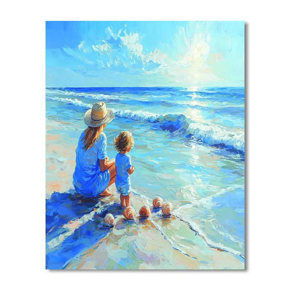 Mother And Child At The Beach DIY Paint By Numbers