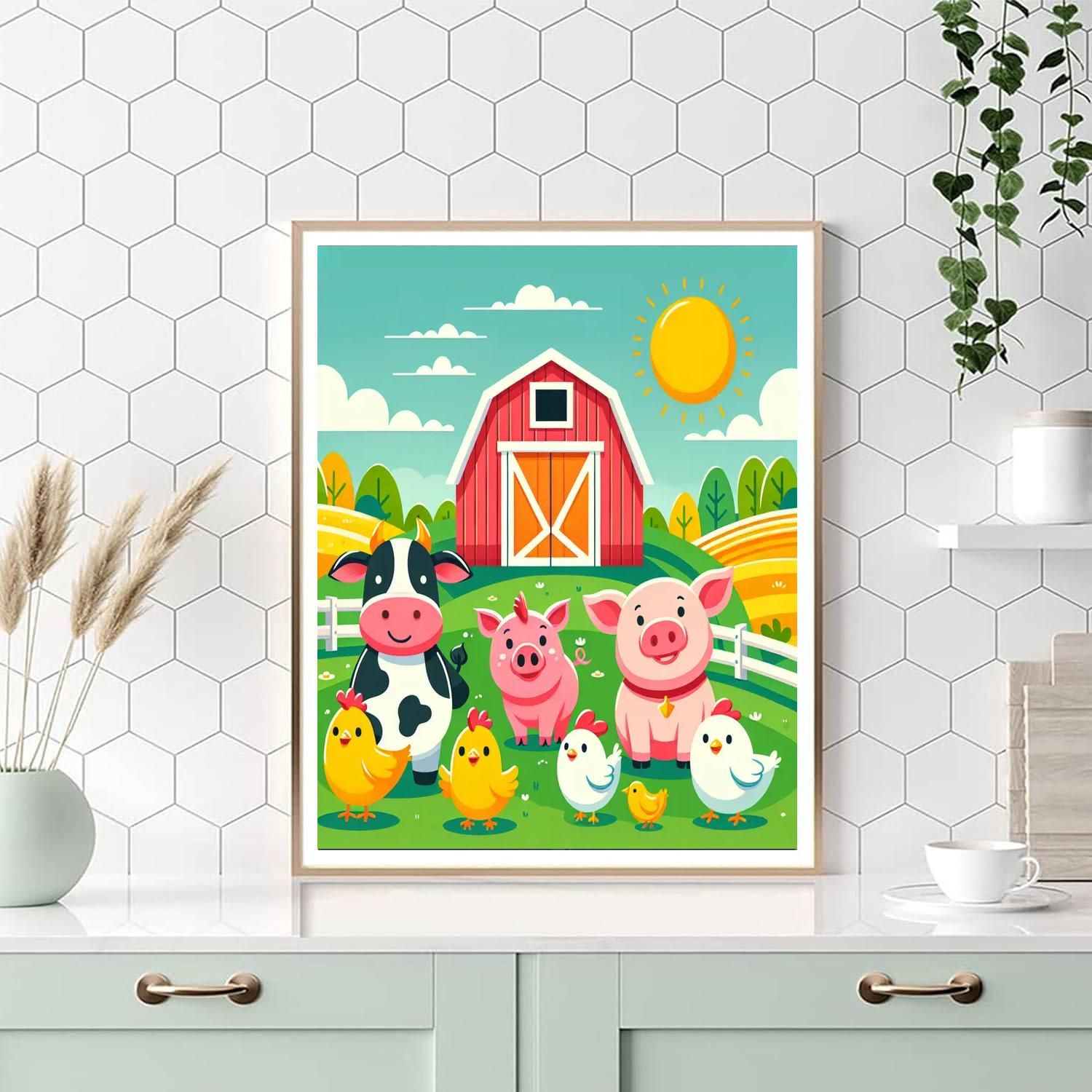 Farm Friends Forever Number Painting