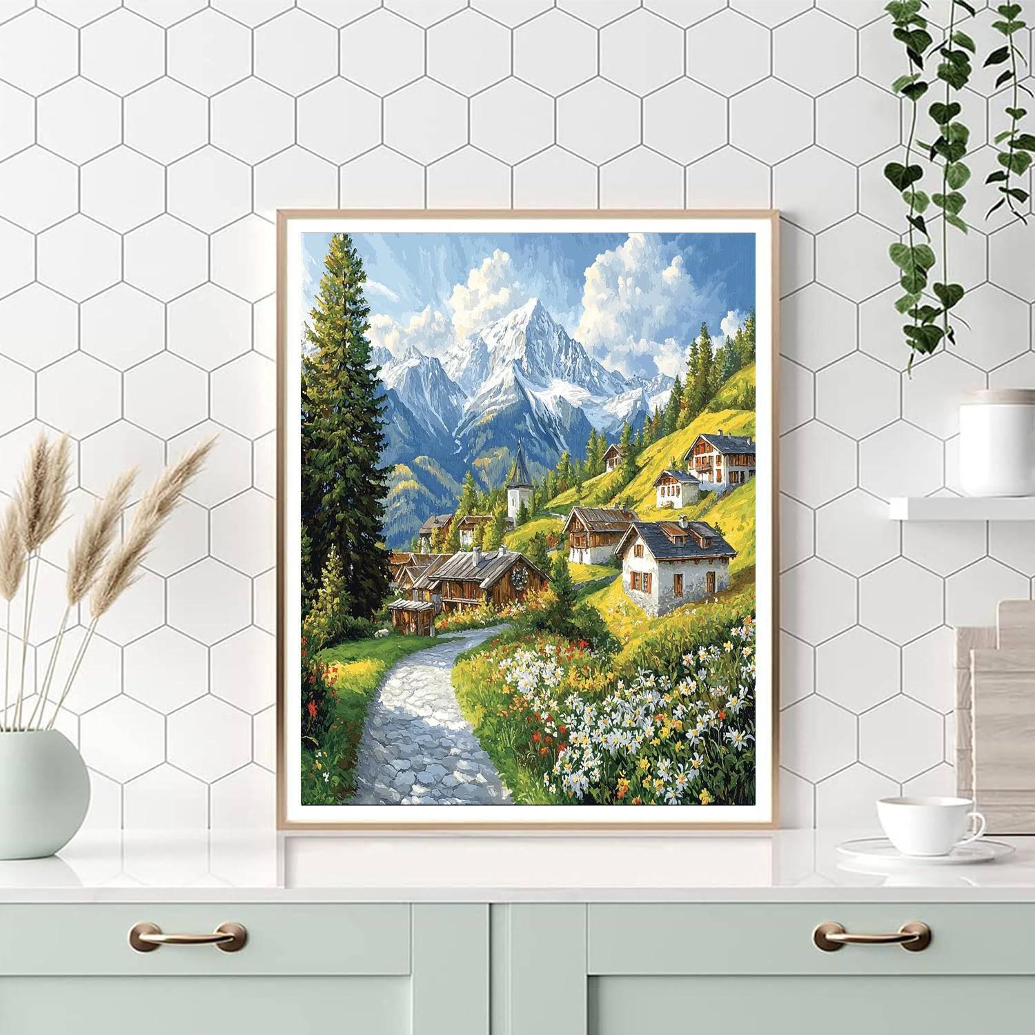 Albert Bierstadt Inspired Enchanting Alpine Village  Paint By Numbers