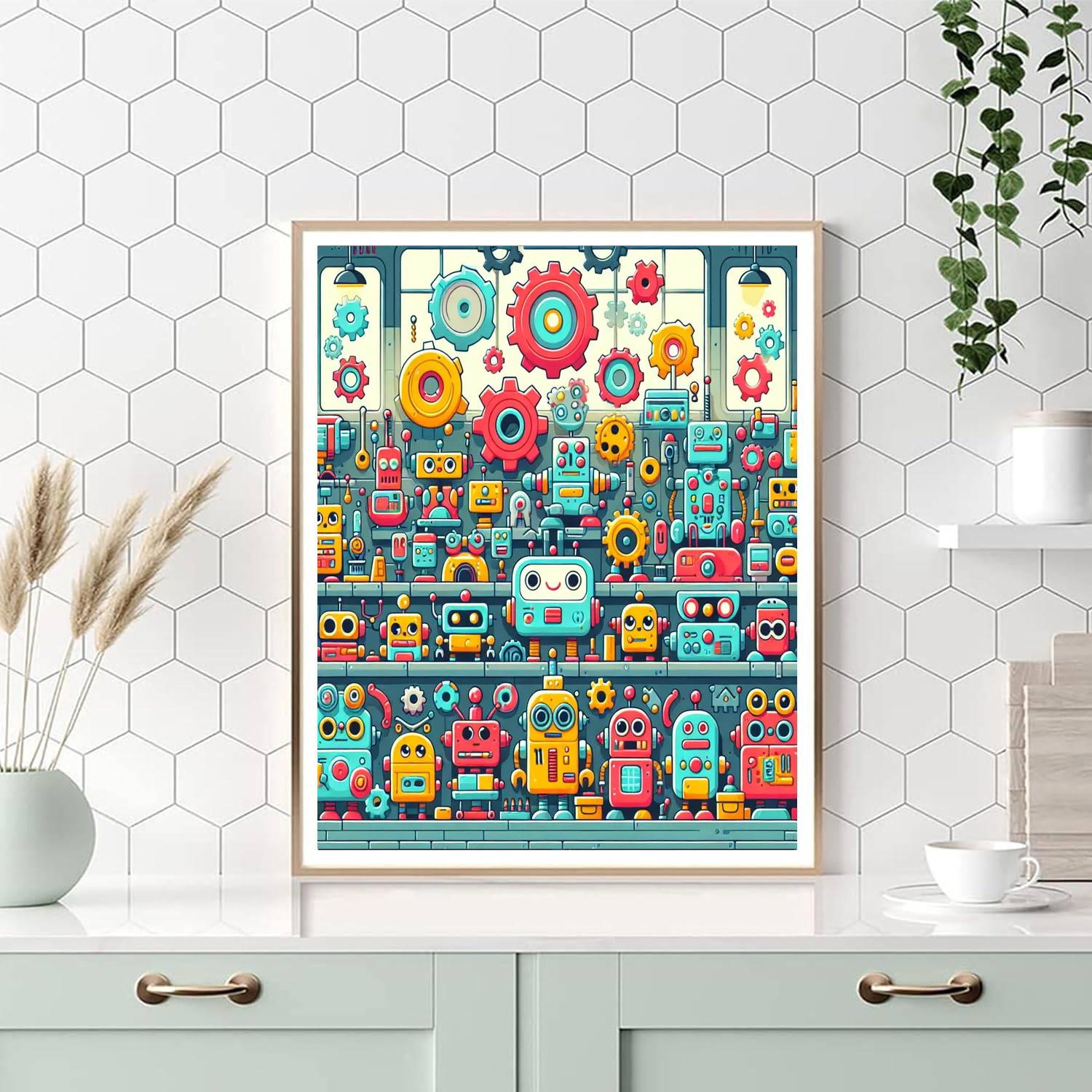 Silly Robot's Workshop Paint By Numbers Art