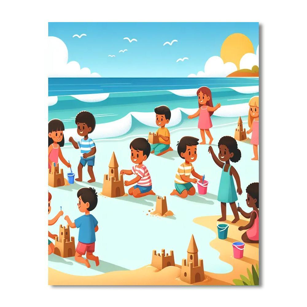 Seaside Sandcastle Fun Number Painting