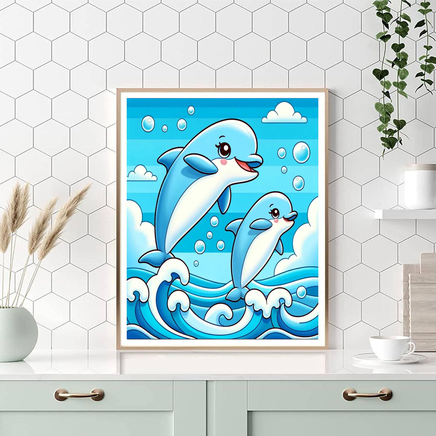 Ocean Adventure With Friendly Dolphins Painting Number Kit