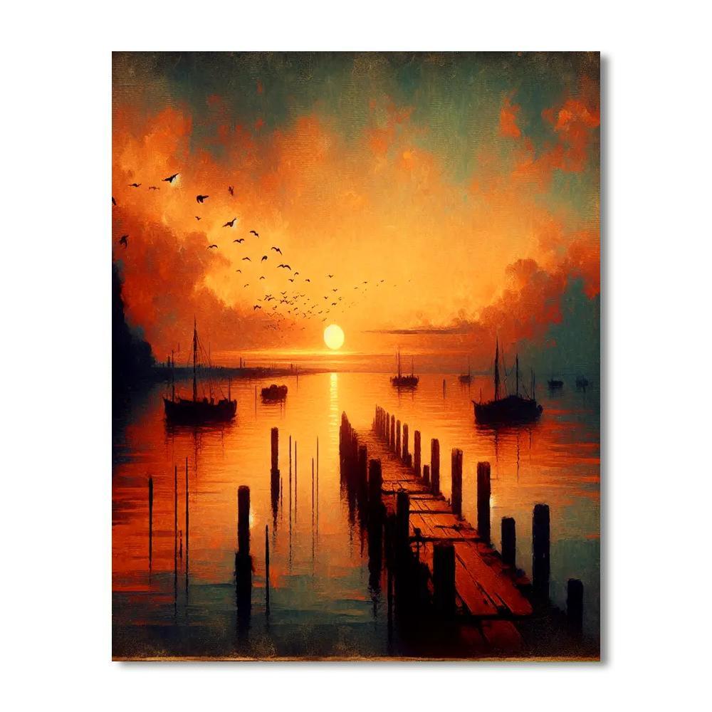 Romantic Sunset Pier Painting By Numbers Kit