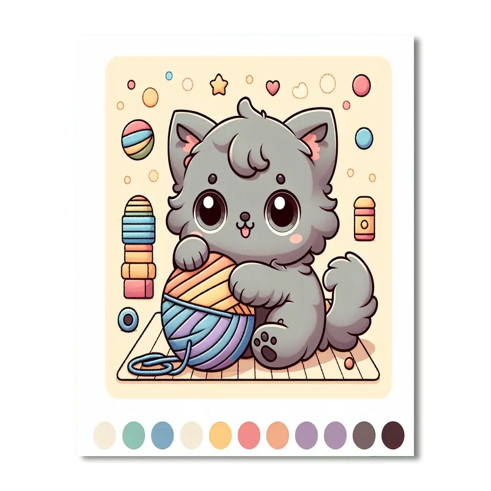 Curly Kitten DIY Paint By Numbers