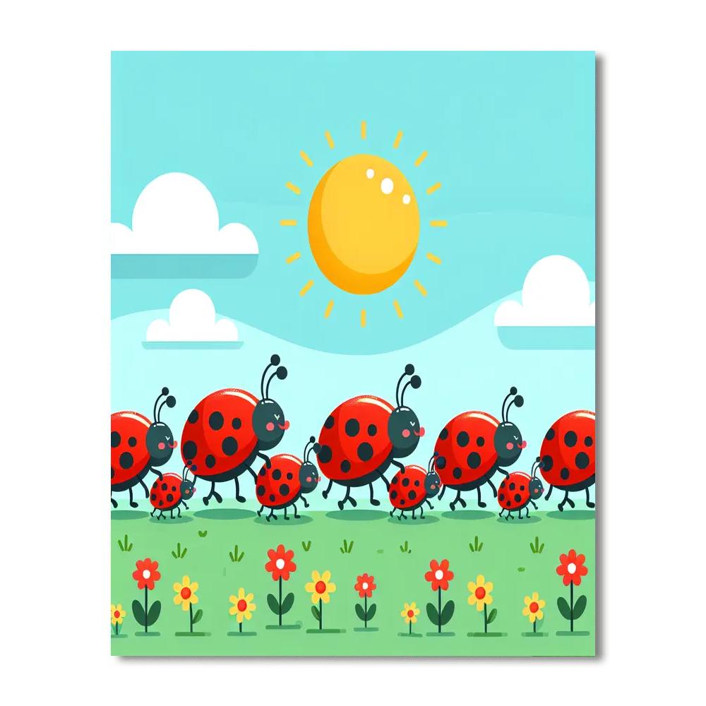 Lively Ladybug Parade Paint By Numbers