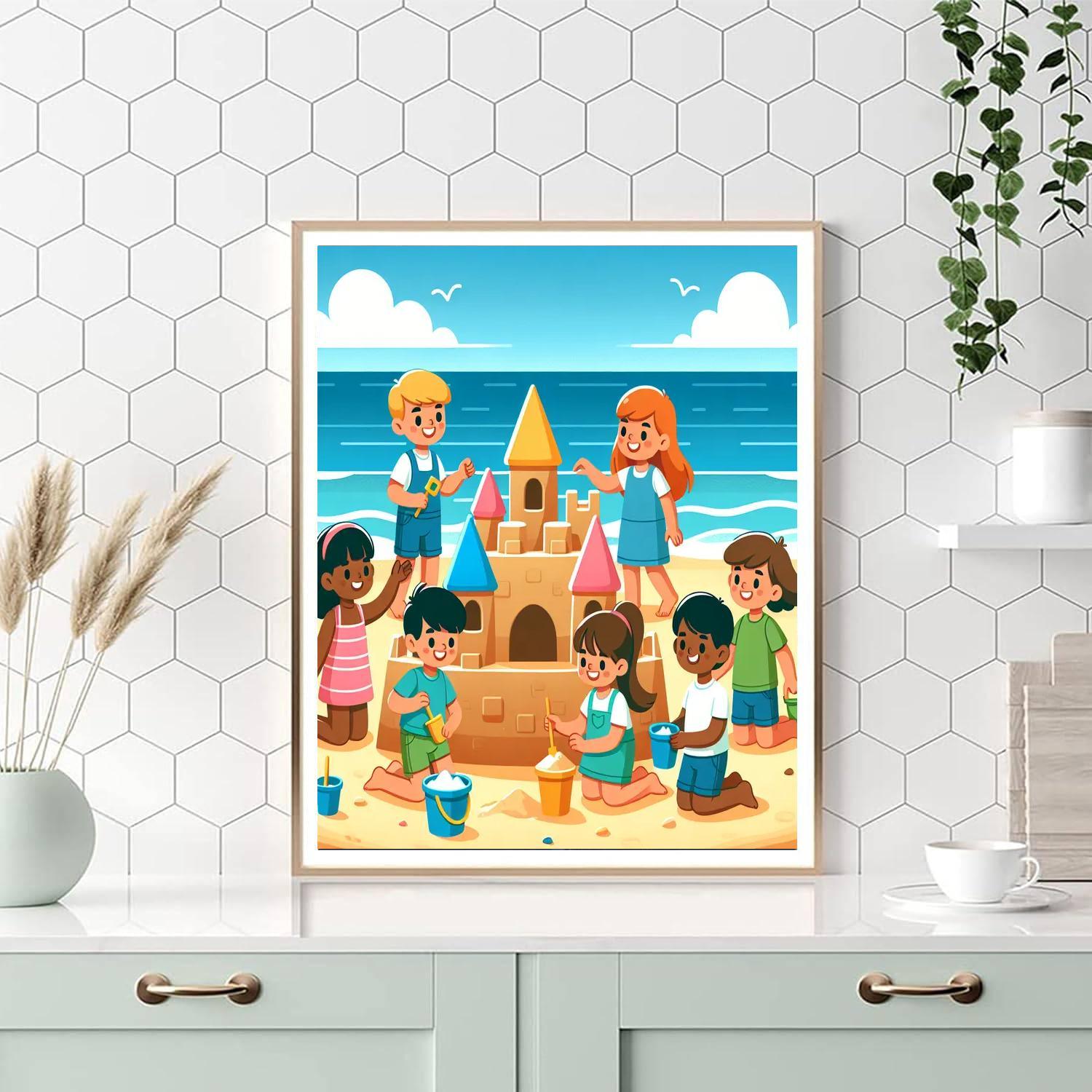 Seaside Sandcastle Builders Paint By Numbers