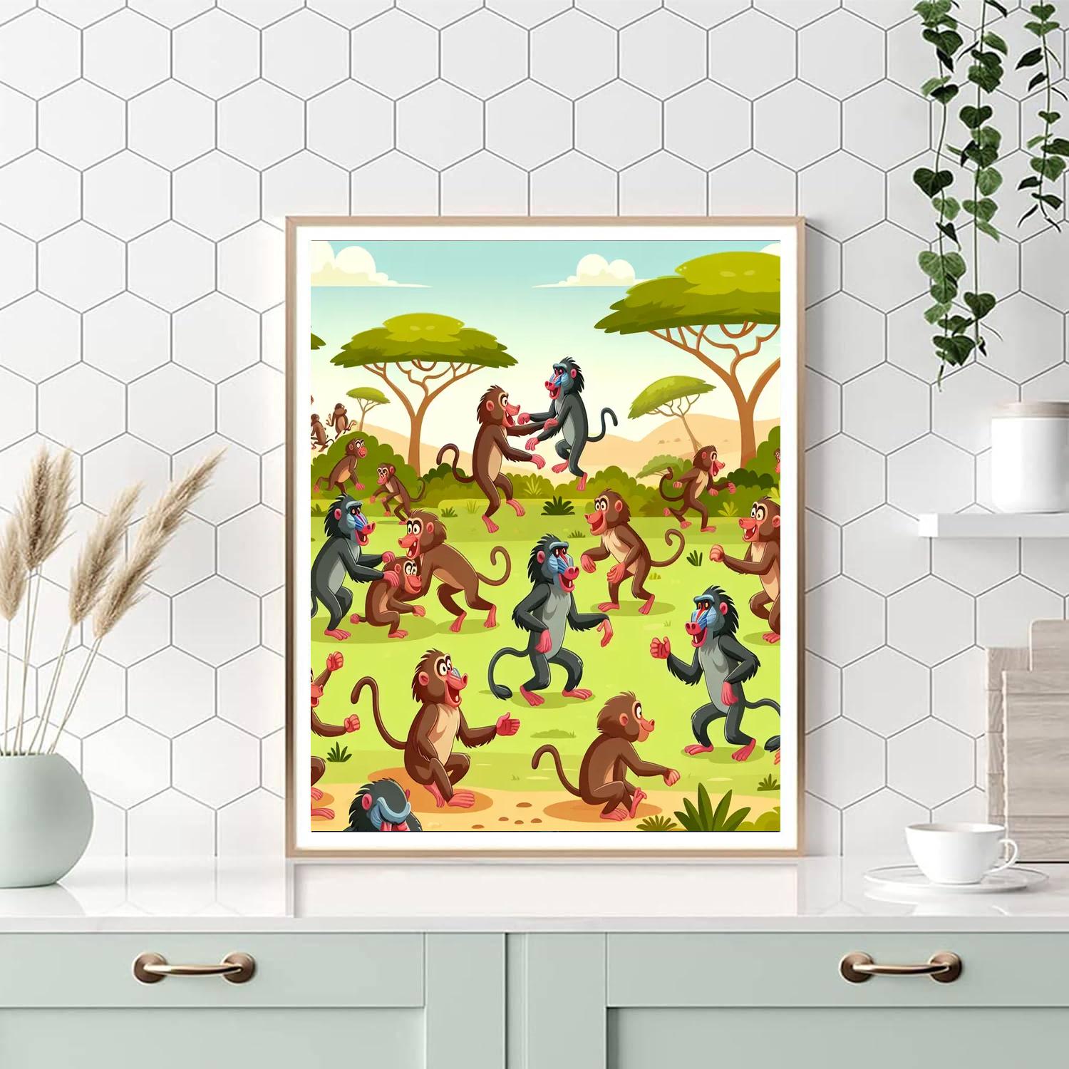 Bouncing Baboons Numbered Painting Kits