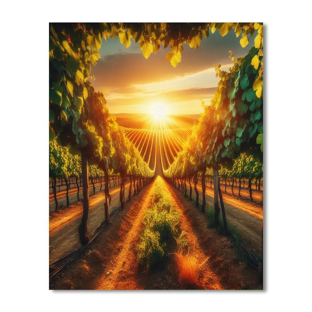 Sunlit Vineyard Pathway DIY Paint By Numbers