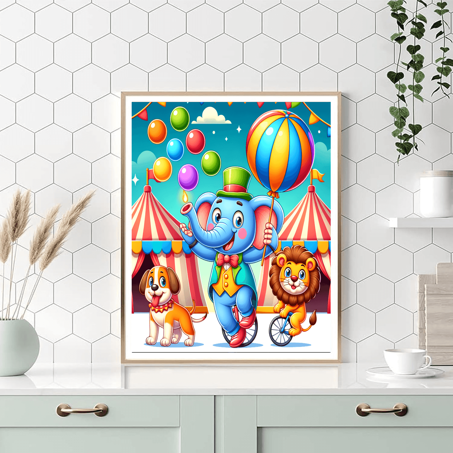 Cheerful Circus Animals Painting By Numbers Kit