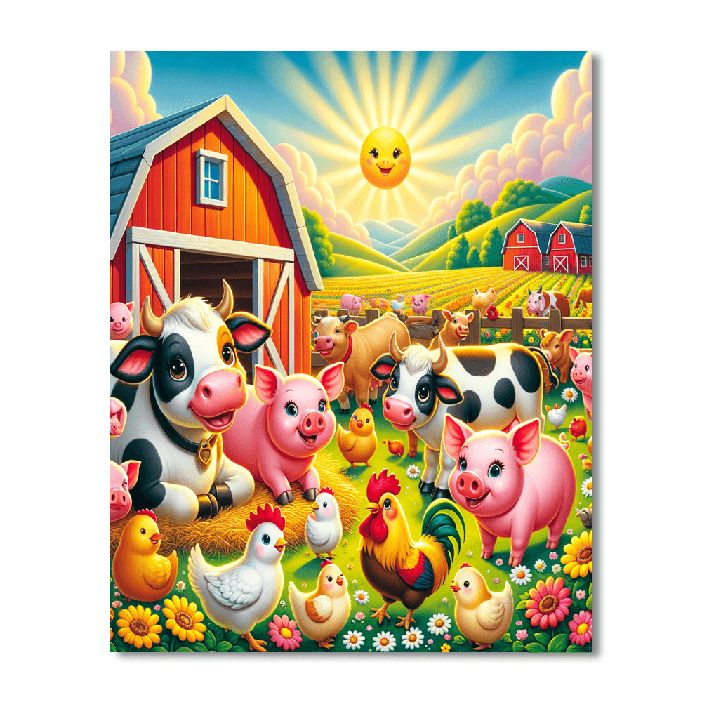 Joyful Farmyard Animals Paint By Color