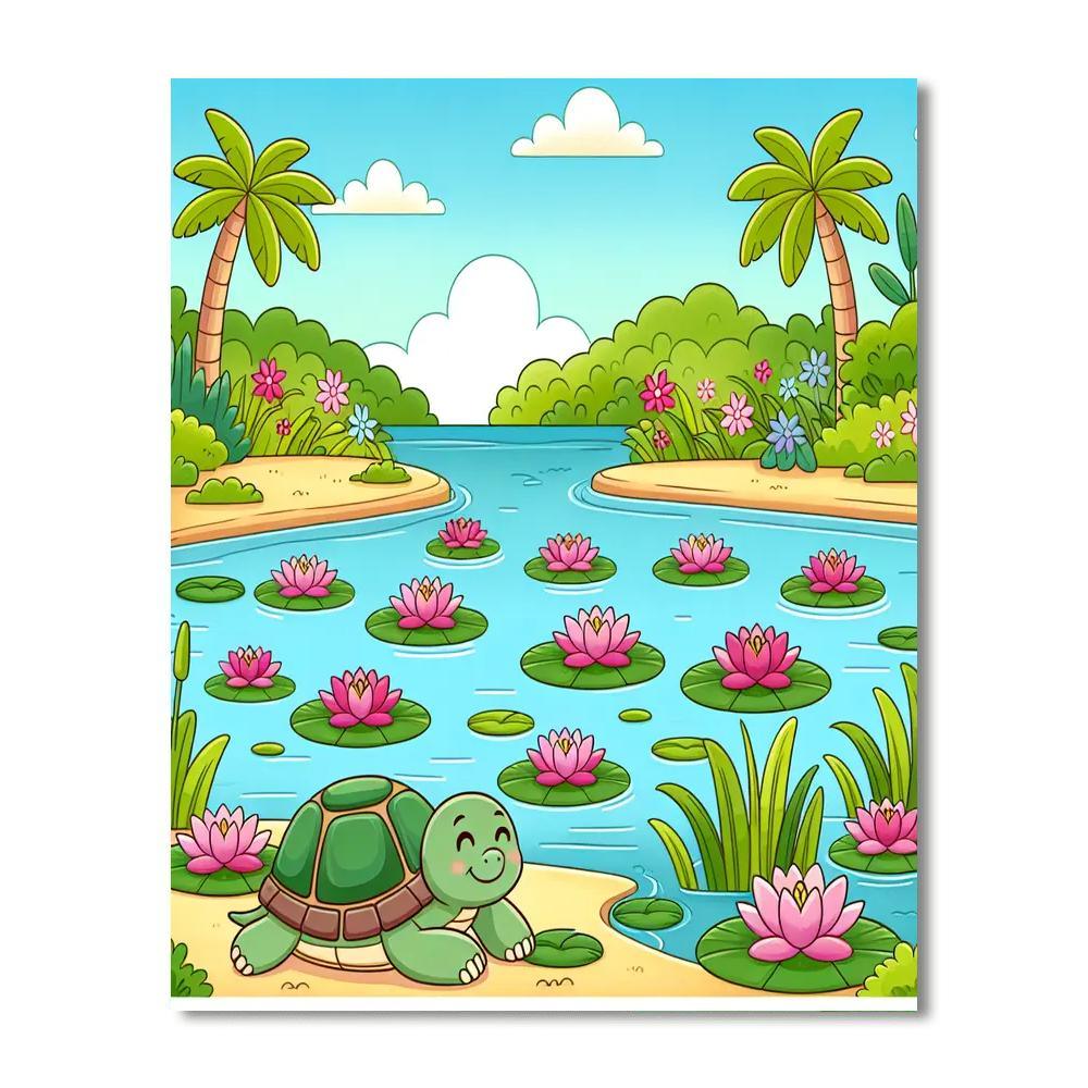 Turtle's Tranquil Lagoon Paint By Numbers