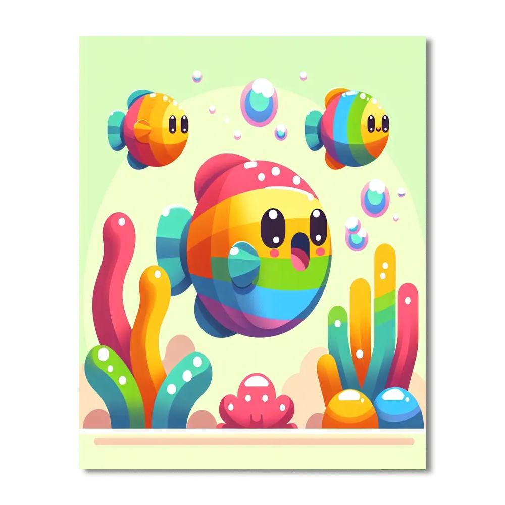 Rainbow Fish Lagoon Paint By Numbers Art