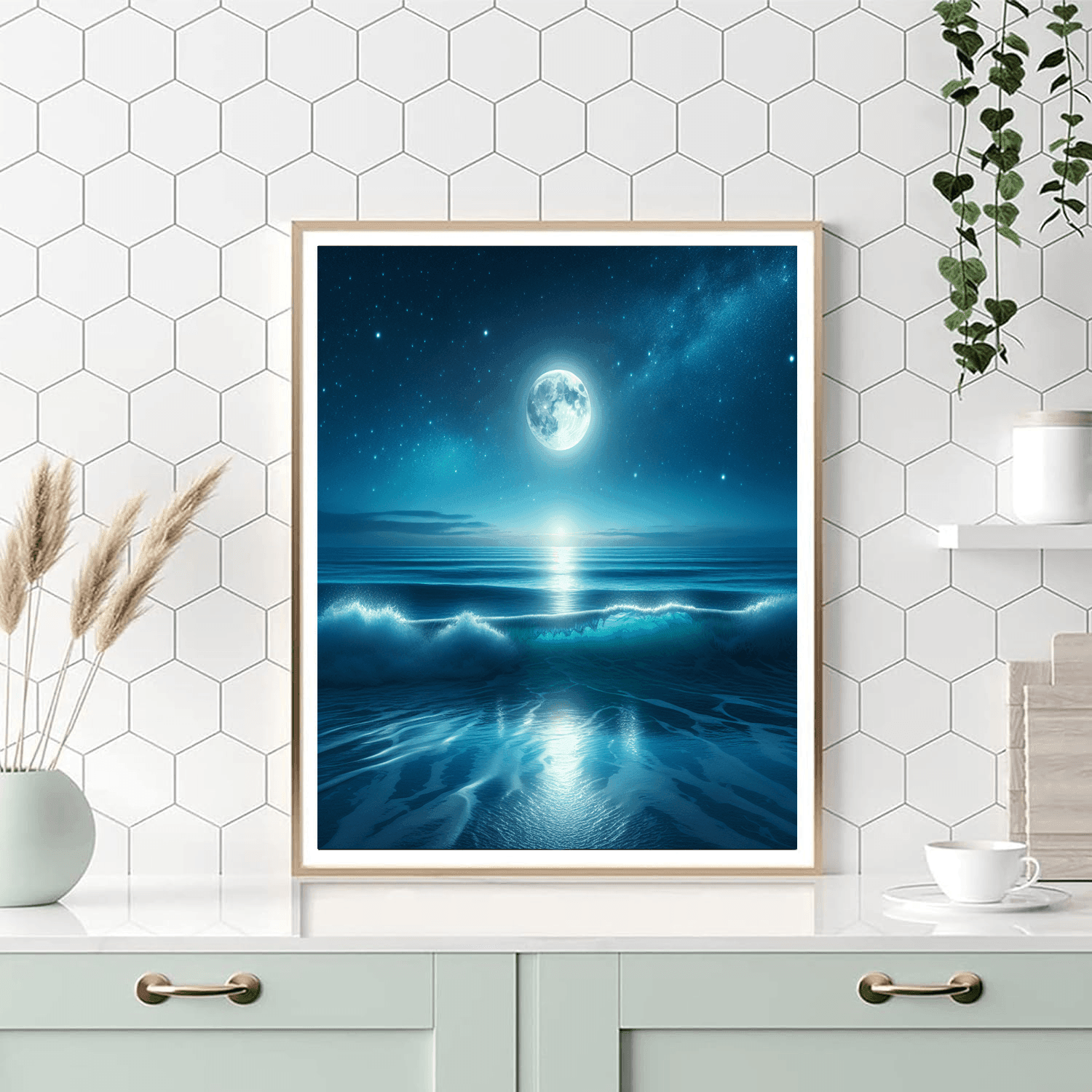 Celestial Moonlit Ocean Paint By Numbers Art