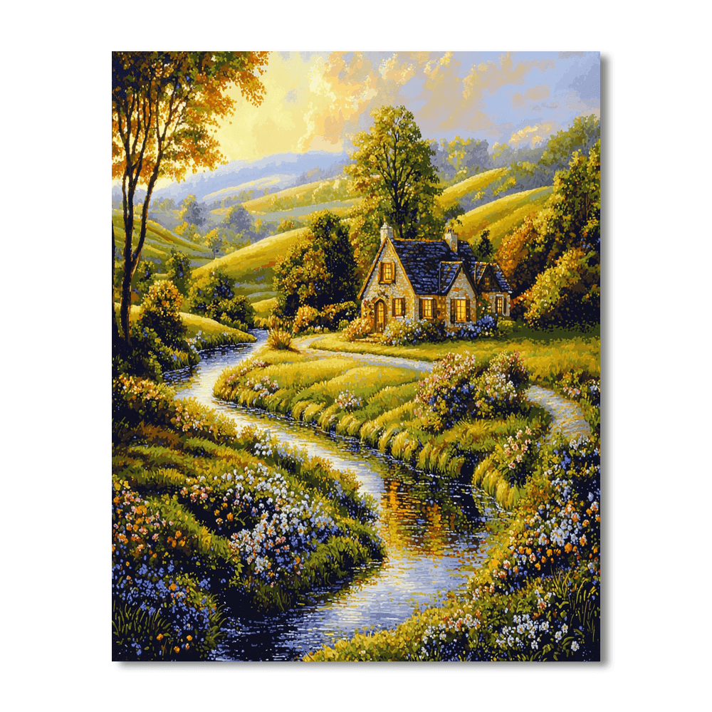 Thomas Kinkade Inspired Rustic Reflections  Paint By Numbers