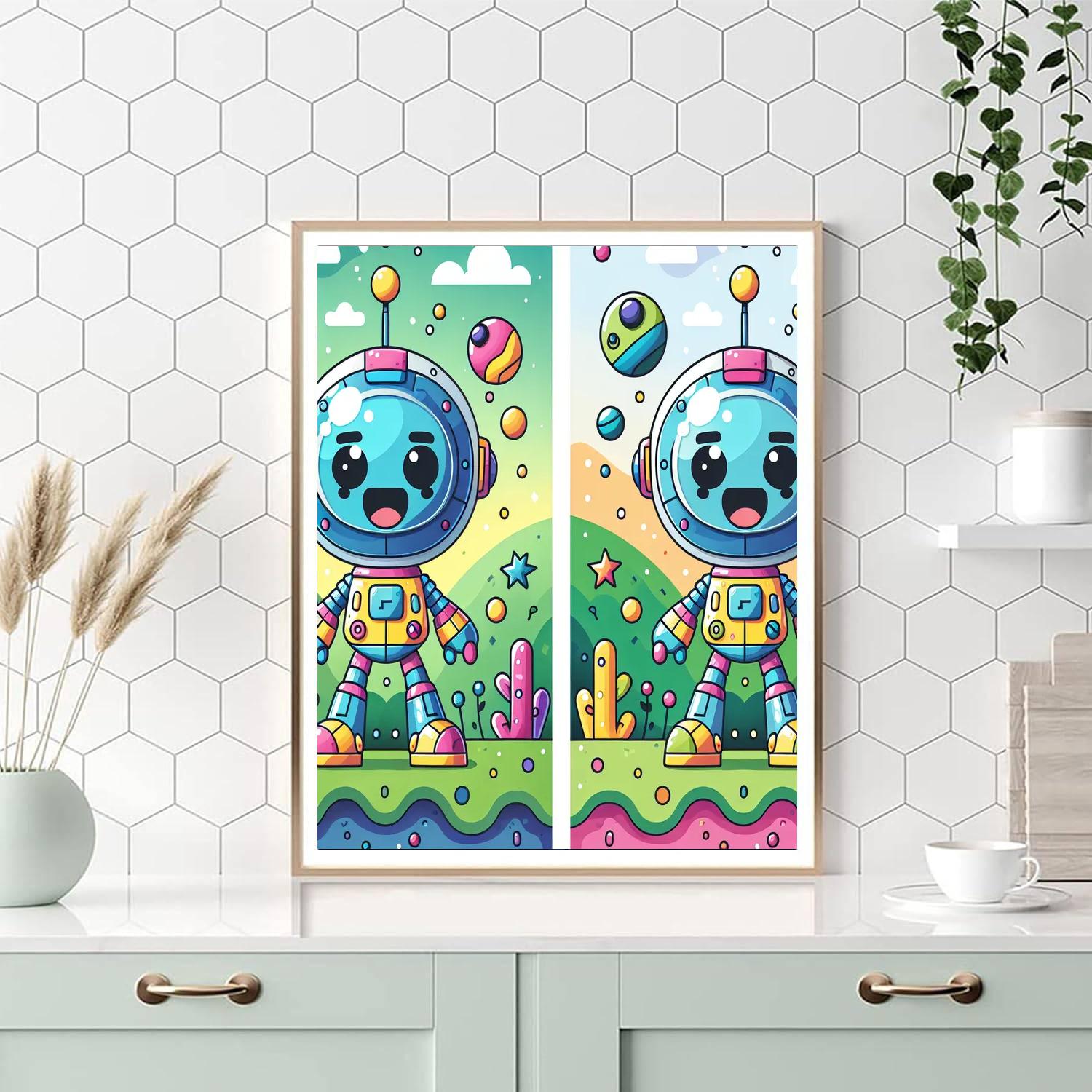 Friendly Robot Explorer Paint By Numbers Art