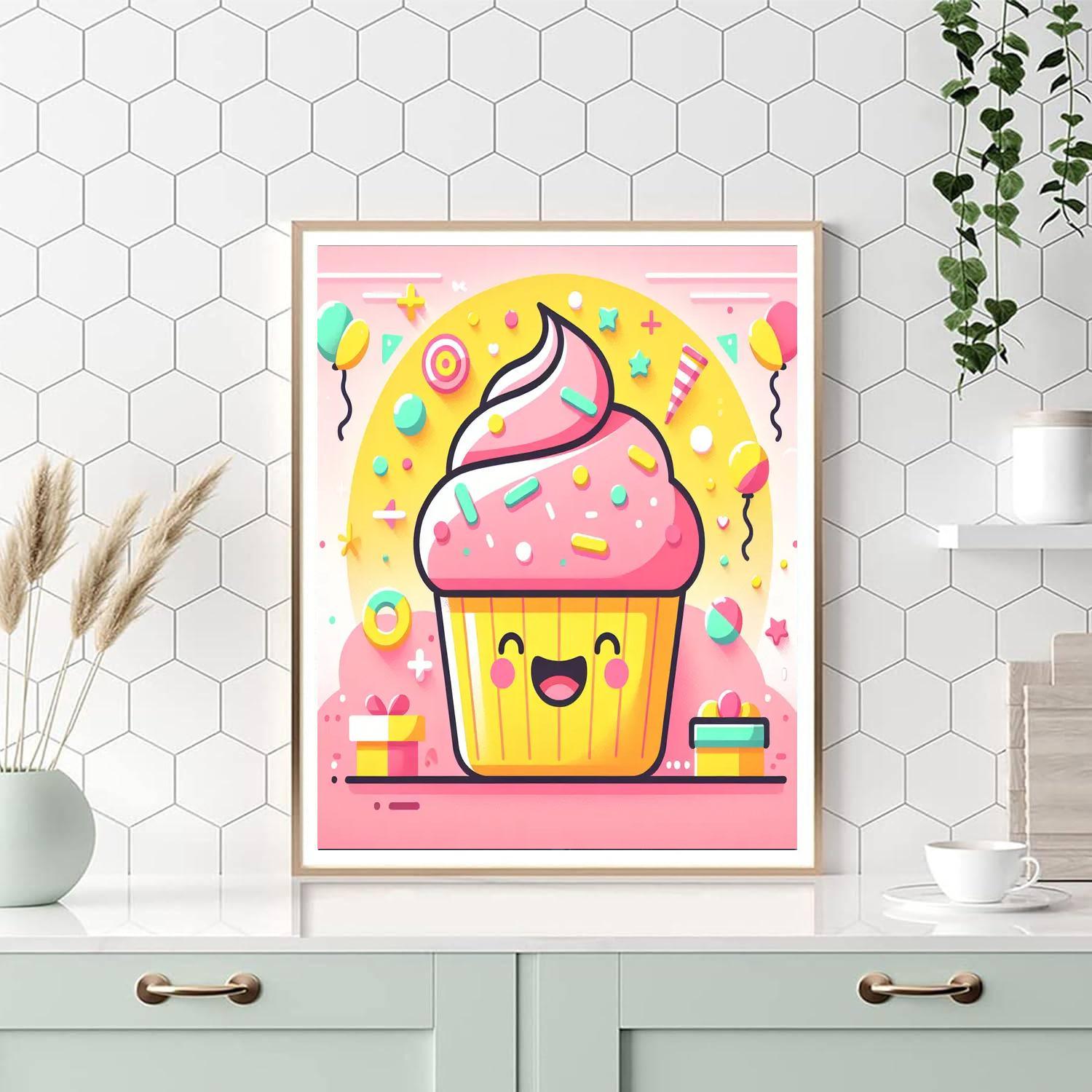 Cheerful Cupcake DIY Paint By Numbers