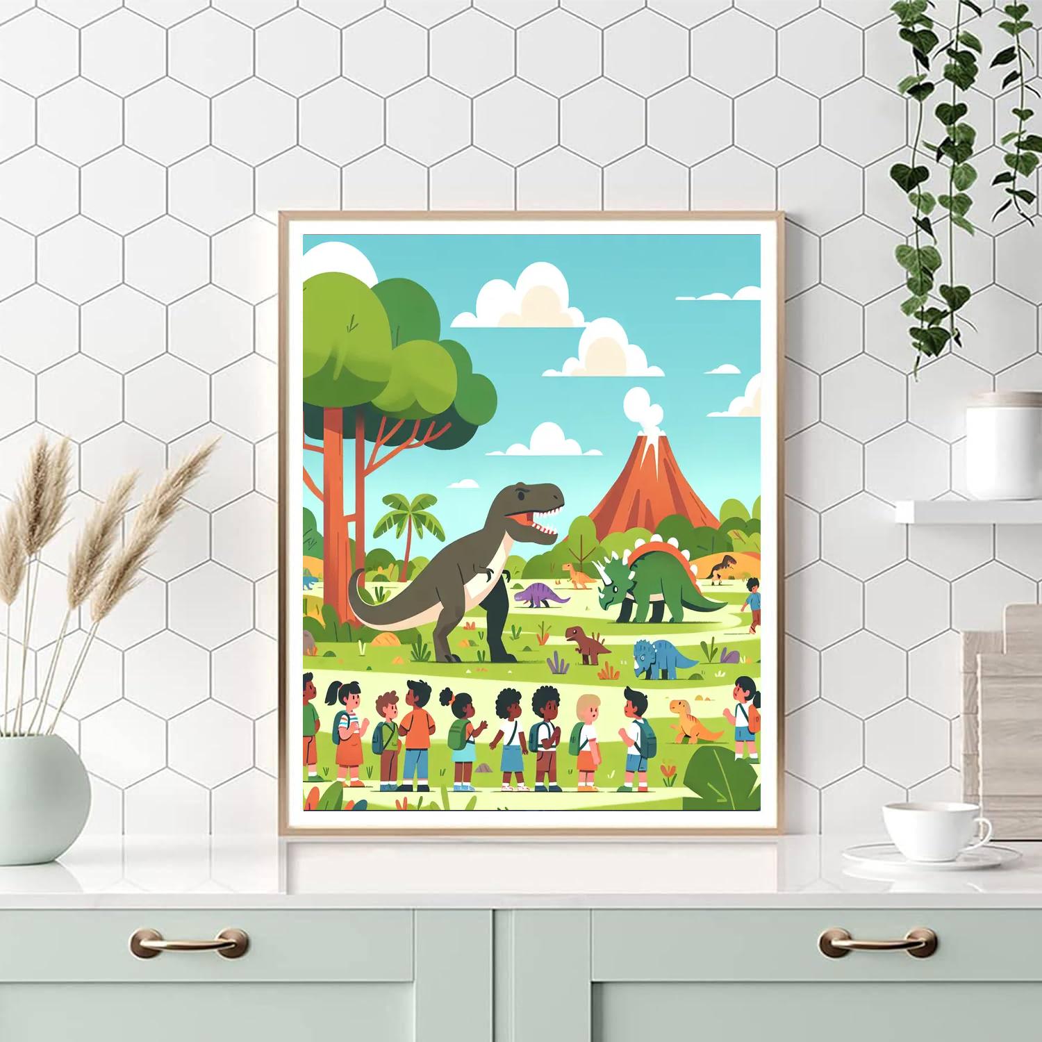Thrilling Dino World Expedition DIY Paint By Numbers