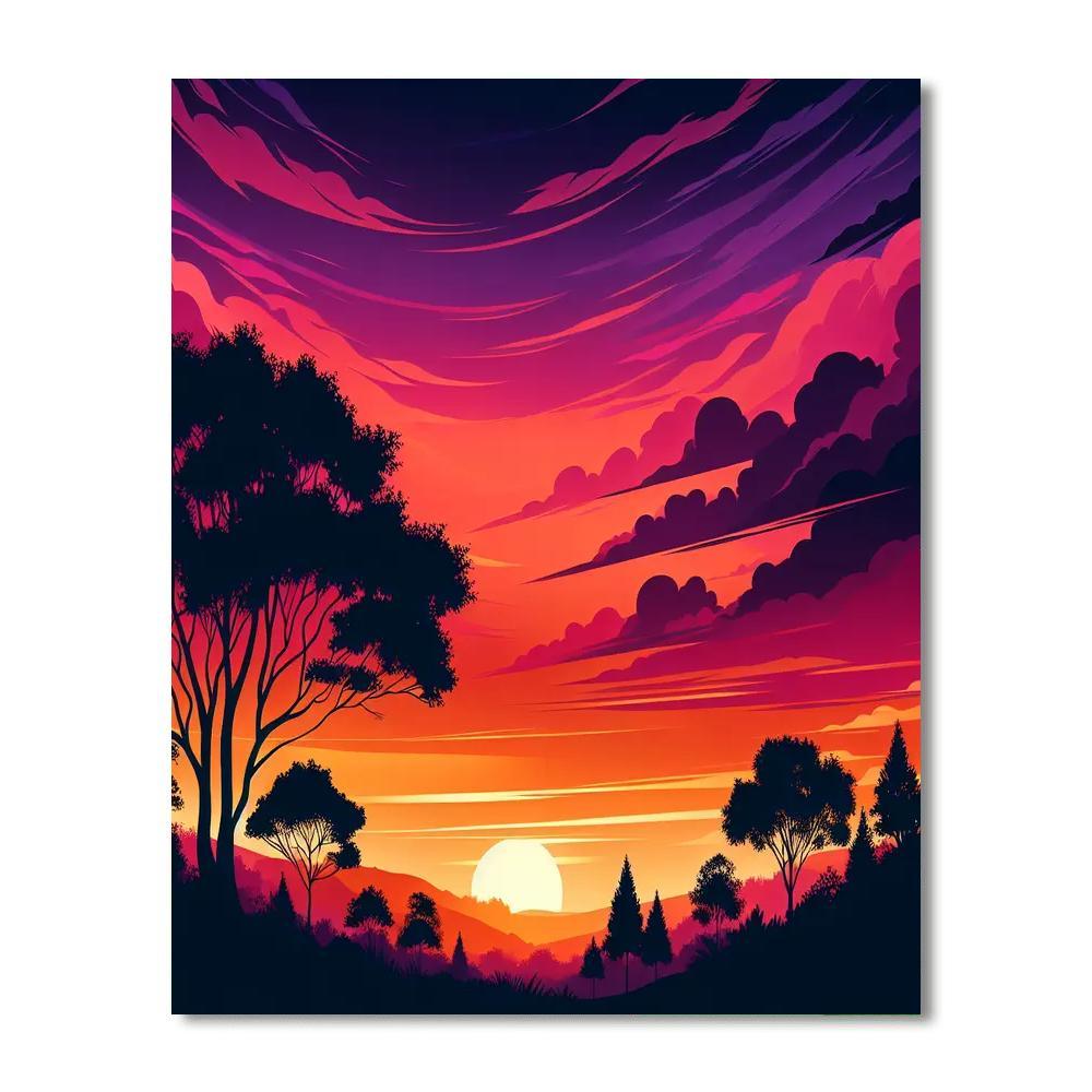 Sunset Silhouette Serenity Painting Number Kit