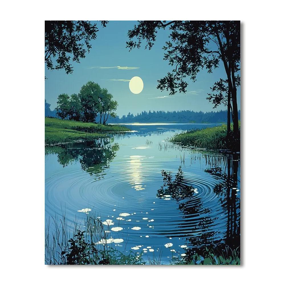 Nandalal Bose Inspired Reflections Of The Quiet Pond  Paint By Number