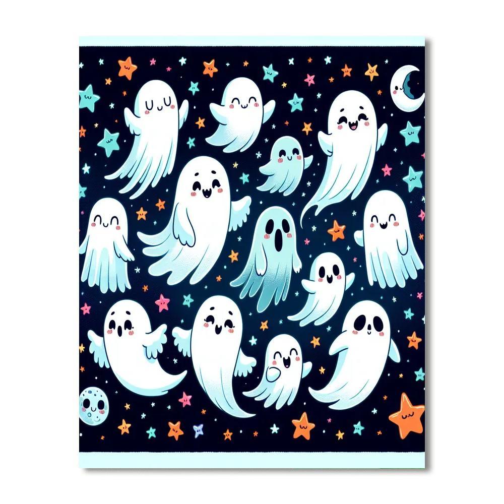 Friendly Ghostly Friends DIY Paint By Numbers