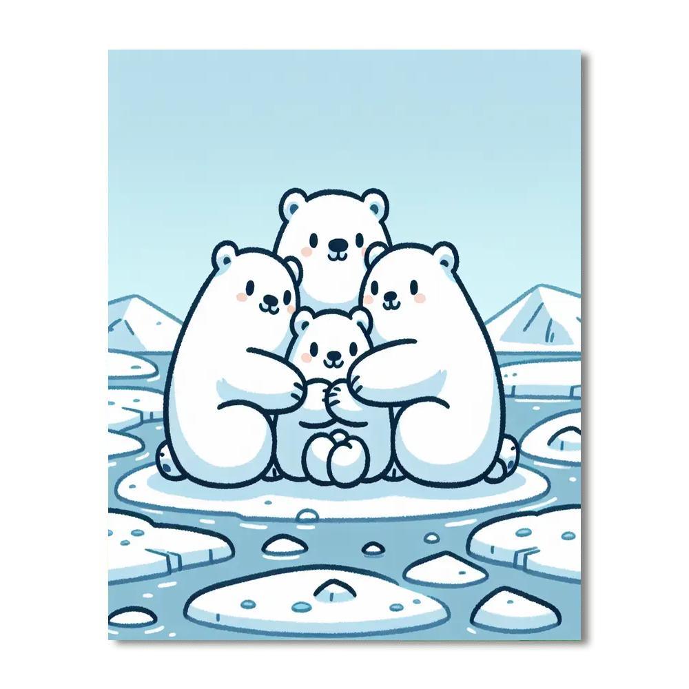 Cuddly Polar Bear Family Paint By Number