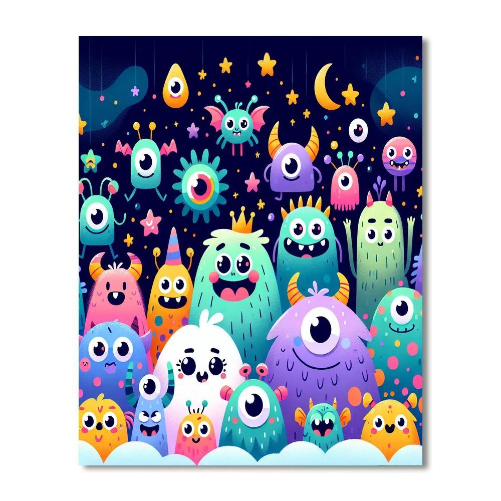 Cheerful Monster Friends DIY Paint By Numbers