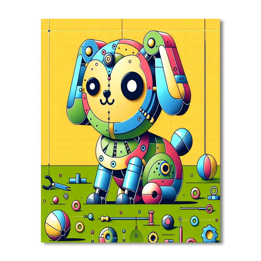 Spunky Robot Dog Paint By Numbers