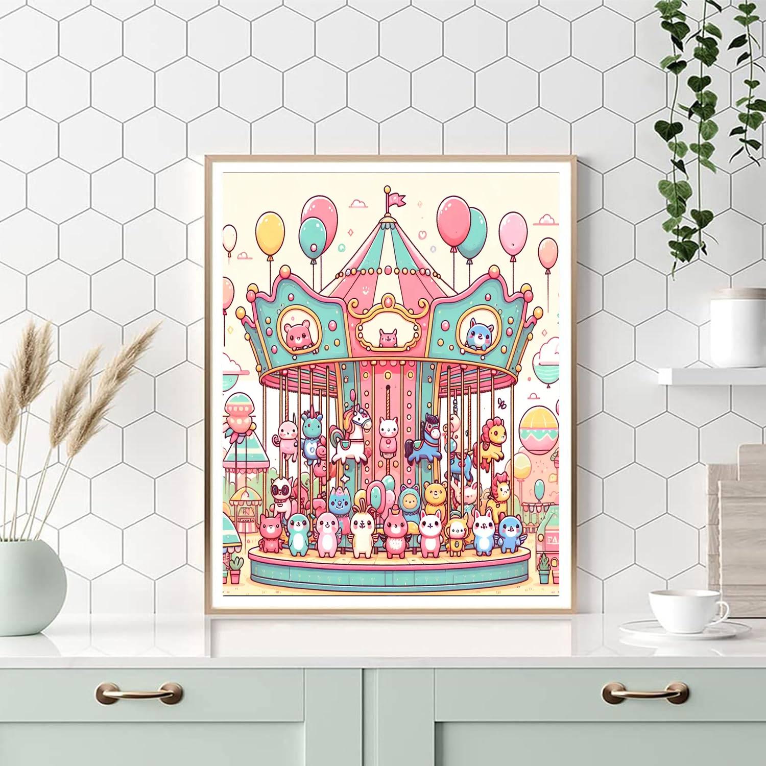 Spinning Carousel Number Painting