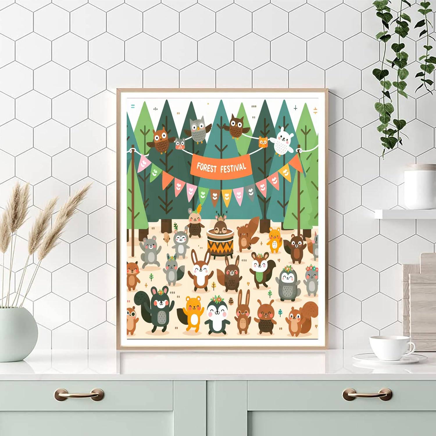 Cheery Forest Festival Paint By Numbers Art
