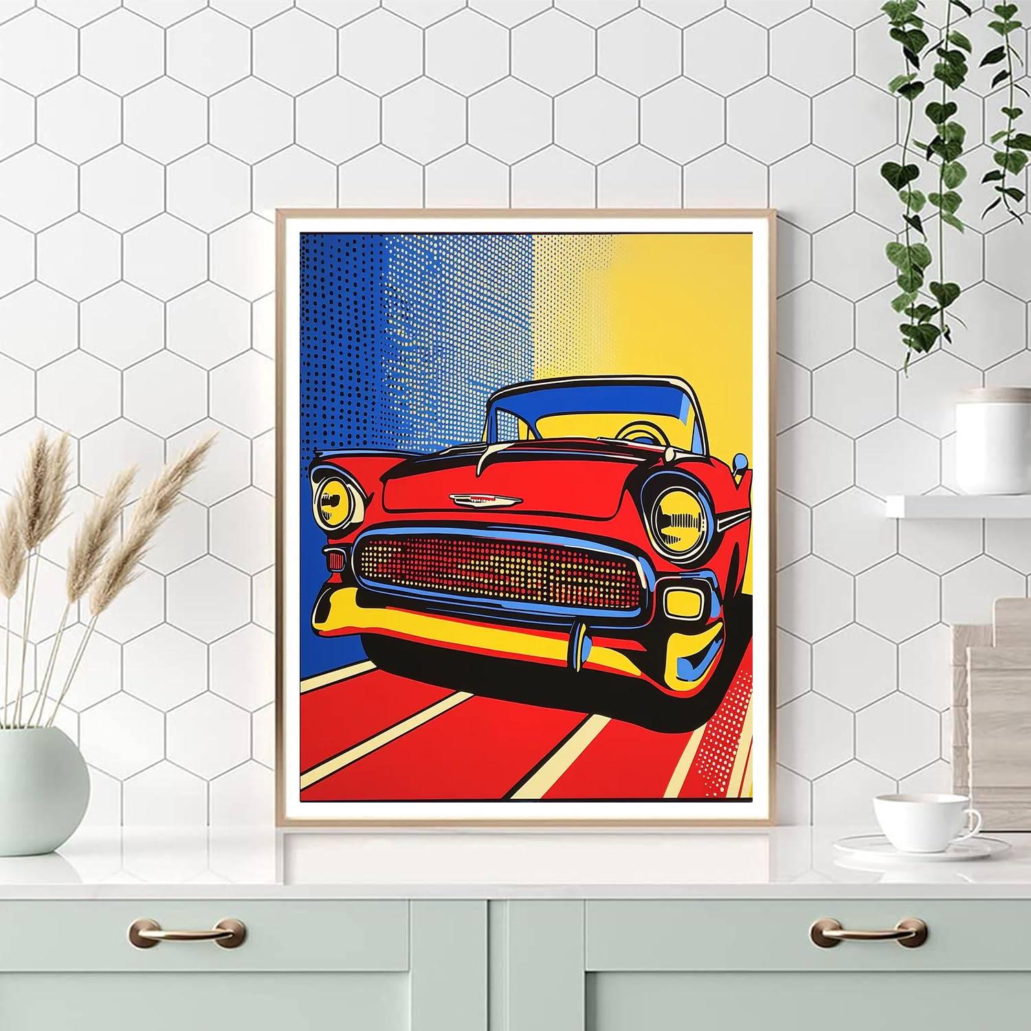 Lichtenstein Inspired Retro Pop Art Car  Paint By Numbers