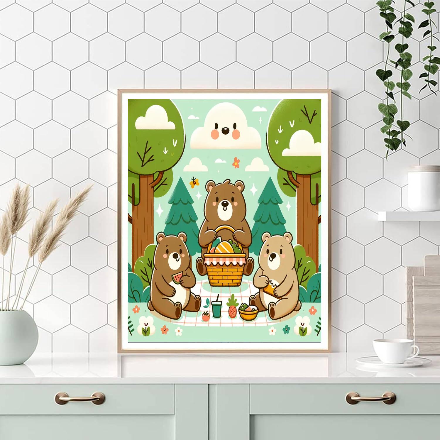 Playful Bears Number Painting