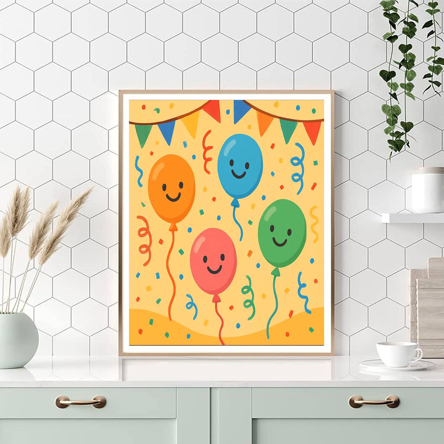 Bubbly Balloon Party DIY Paint By Numbers