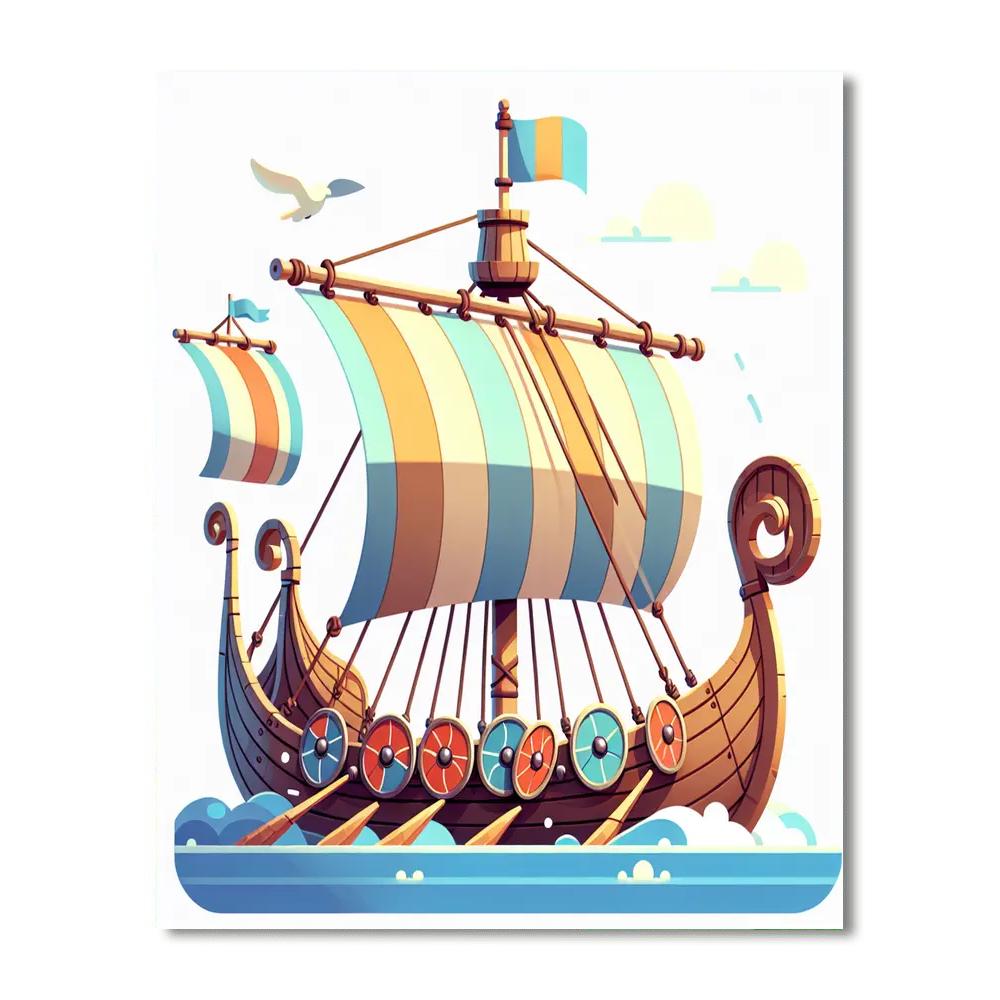 Viking Longship Expedition Number Painting