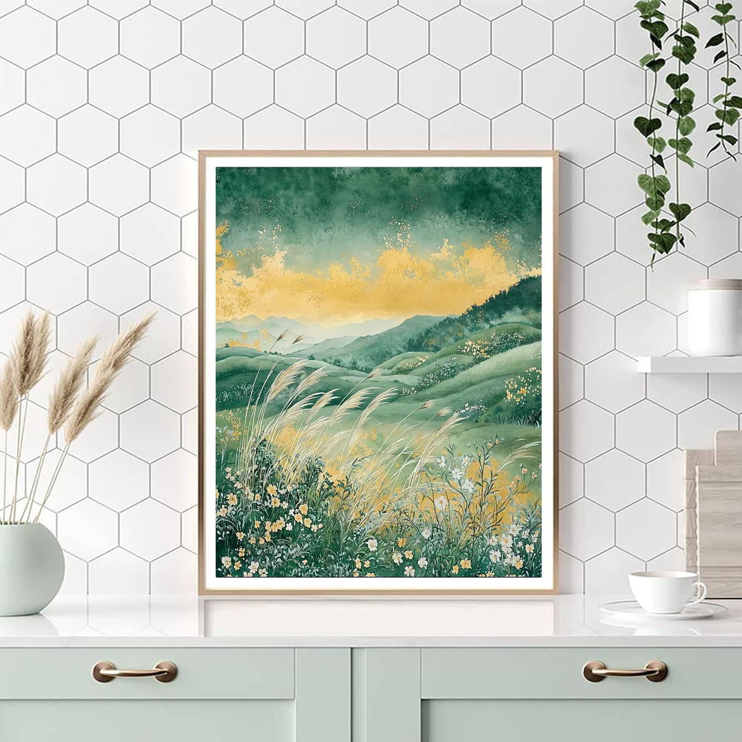Hiroshige Inspired Windswept Fields  Number Painting