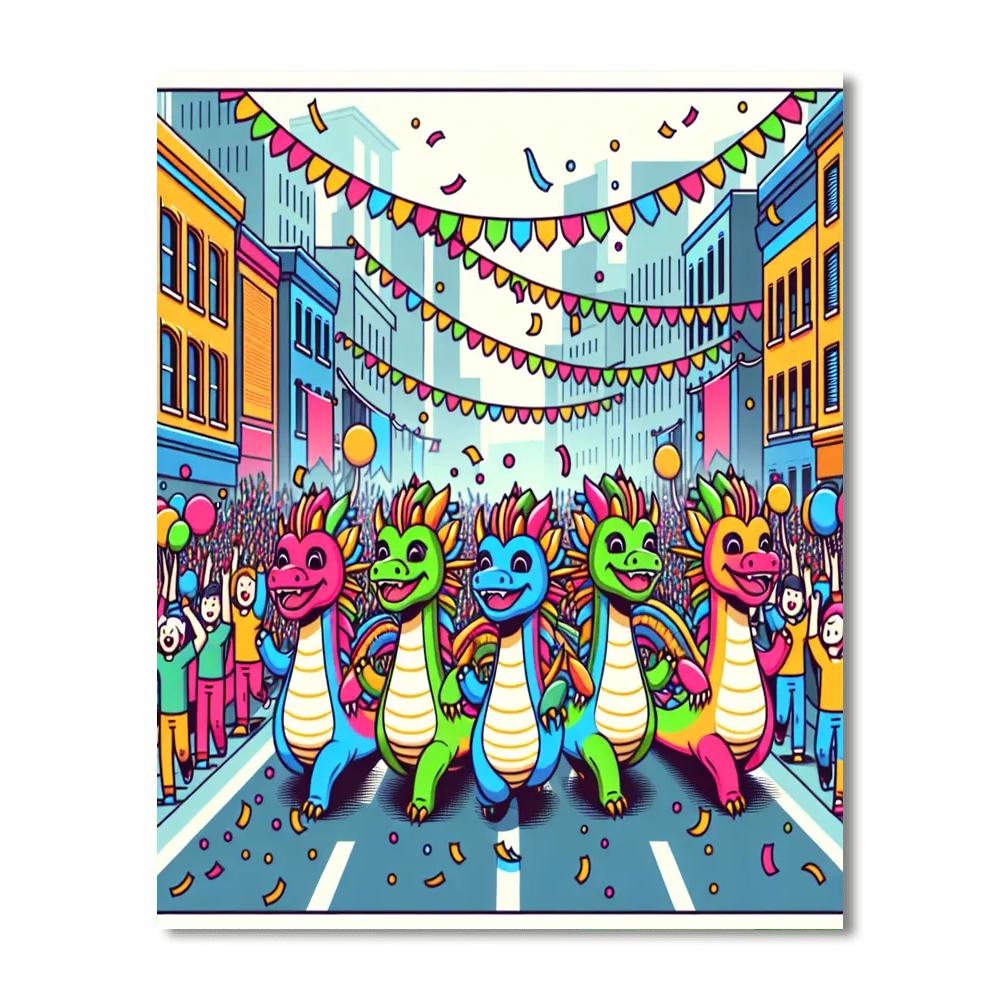 Lively Dragon Parade Painting Number Kit